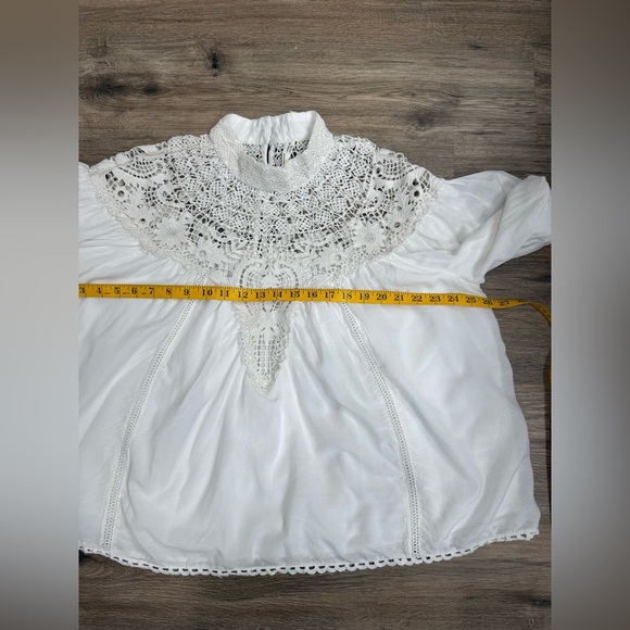 Anthropologie Mock-Neck Puff-Sleeve Lace Blouse Size XLP - Picture 12 of 13